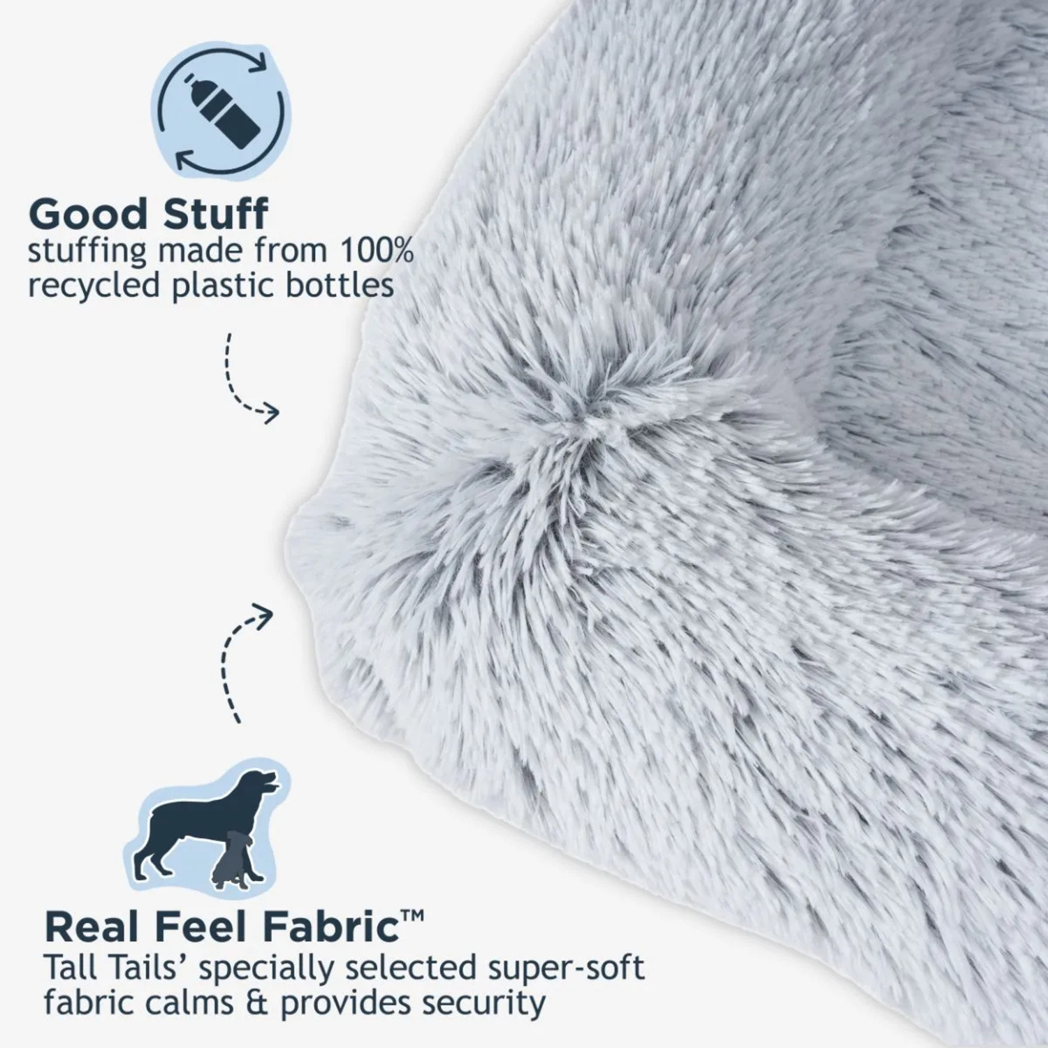 Tall Tails Anywhere Cuddler Waterproof Bolster Dog Bed, 34" - Grey