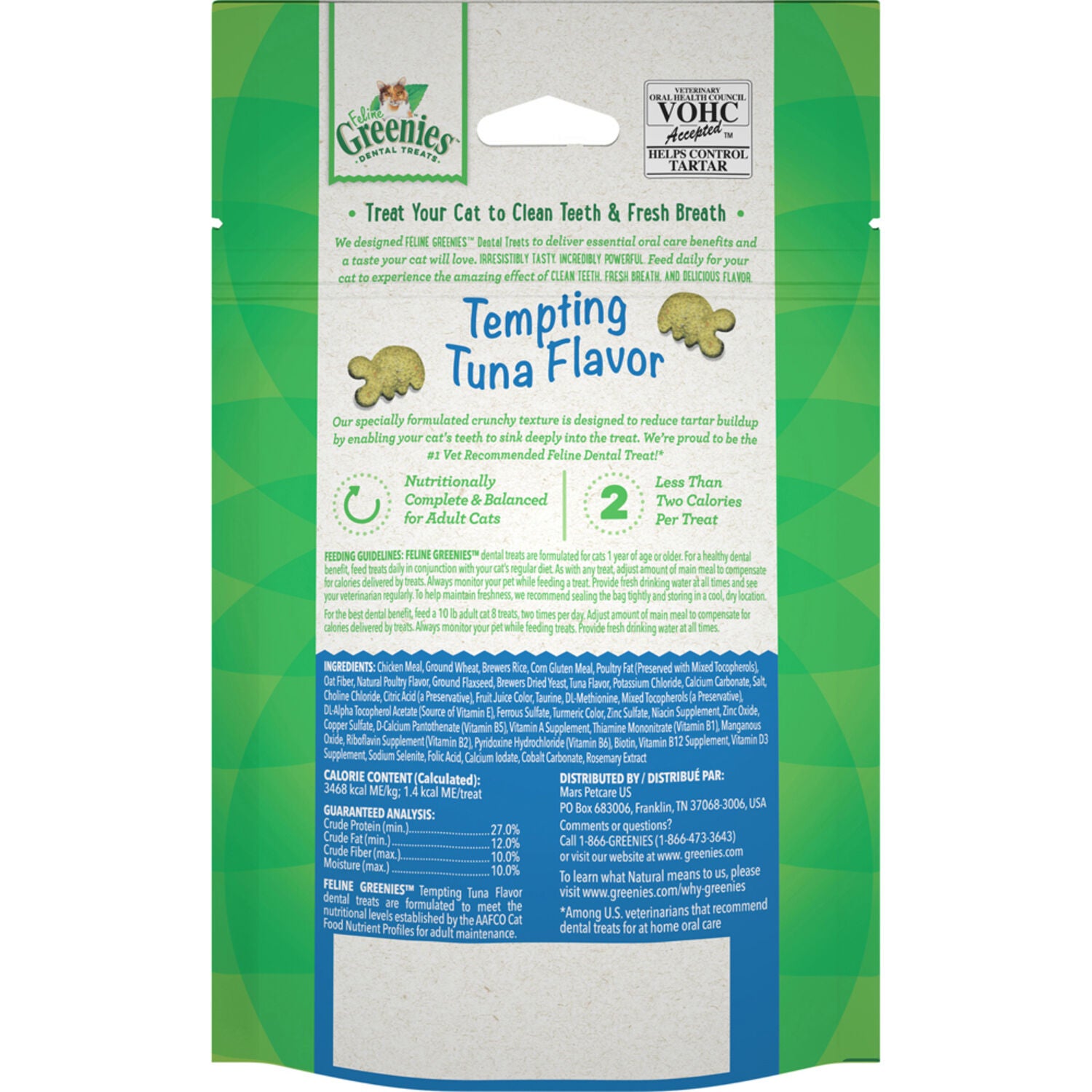Greenies Adult Dental Care Cat Treats Tempting Tuna Flavor