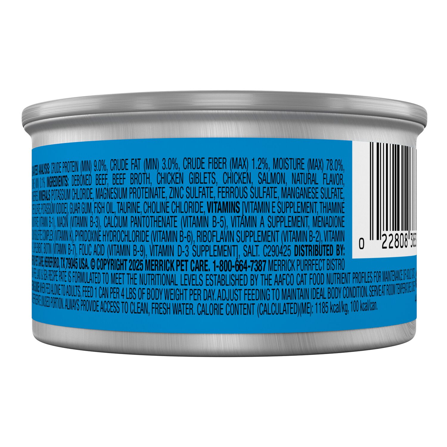 Merrick Purrfect Bistro Grain-Free Premium Soft Pate Adult Wet Cat Food, Surfin&rsquo; And Turfin&rsquo; Recipe - 3-Oz. Can - Case Of 24