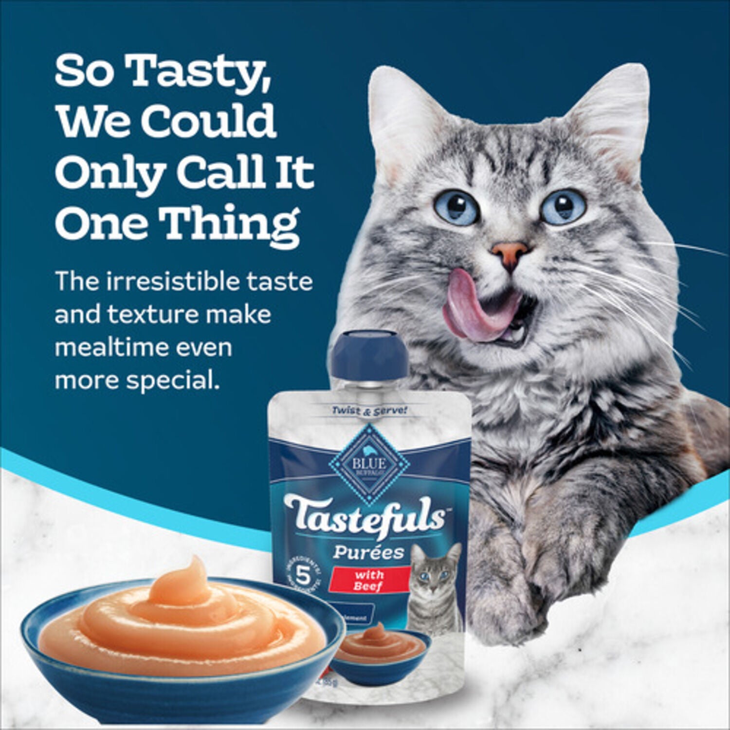 Blue Buffalo Blue Tastefuls Beef Adult Cat Natural Puree, 3-Oz