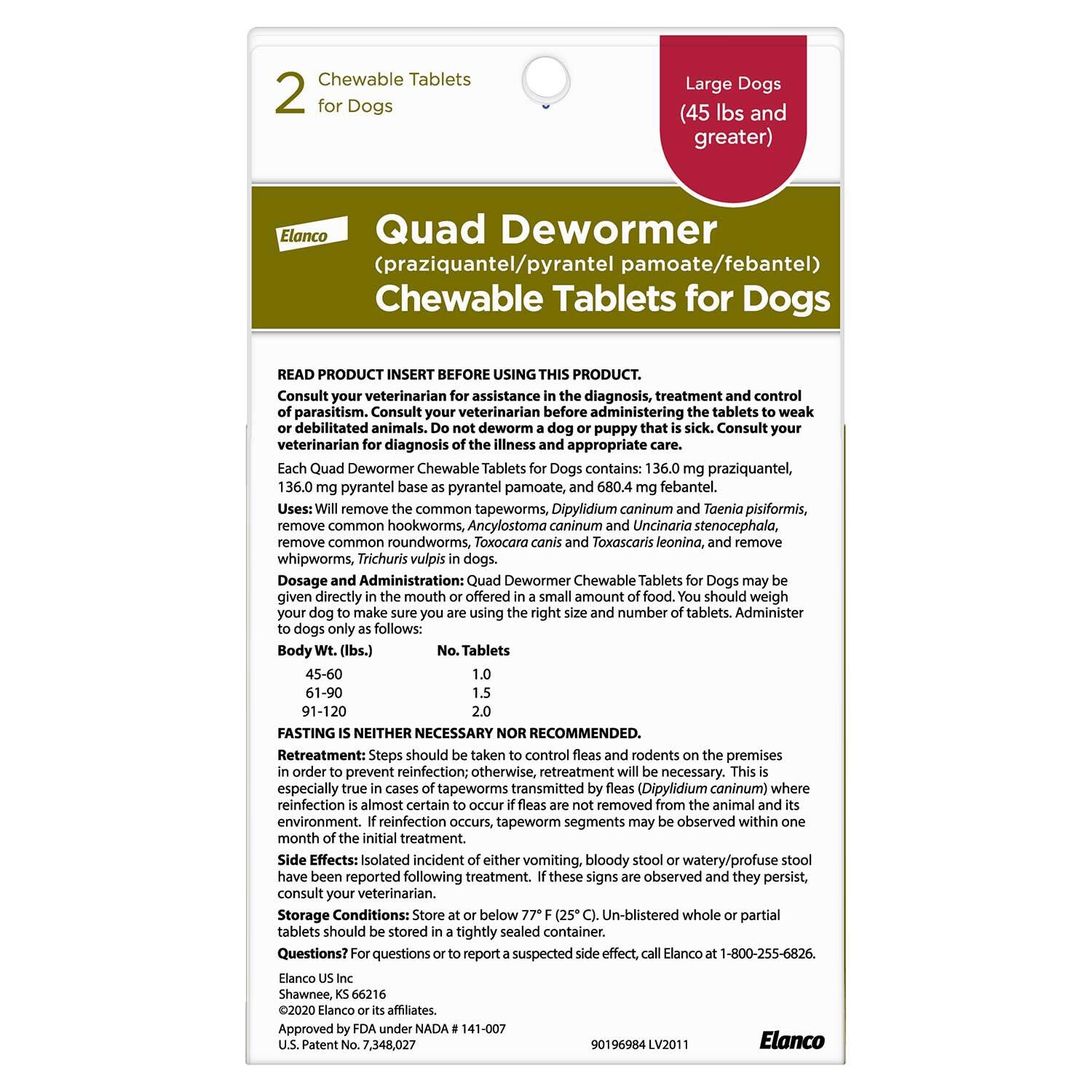Elanco Quad Dewormer For Large Dogs