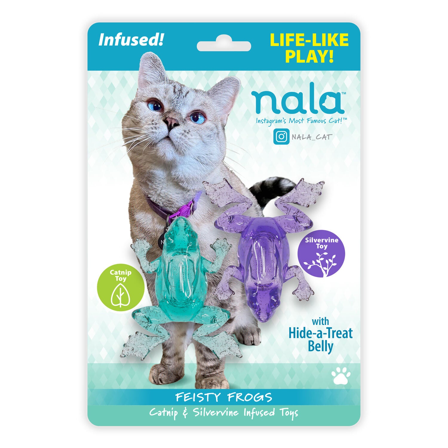 Nala Fiesty Frogs Catnip Infused Interactive Teaser Cat Toy