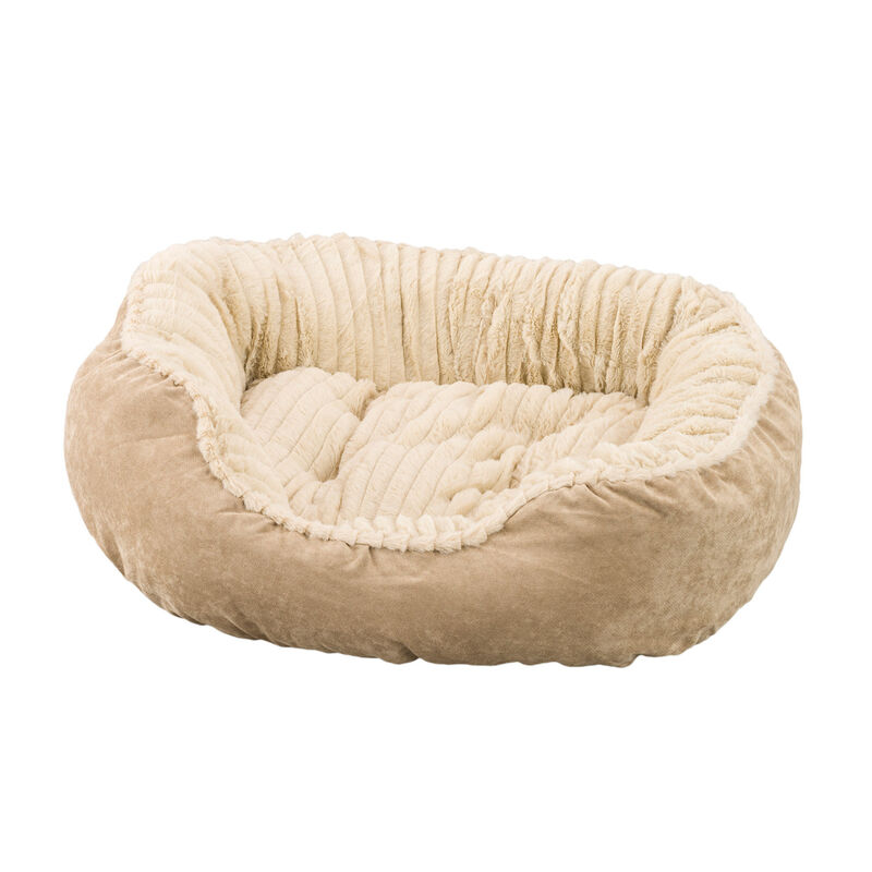 Sleep Zone Carved Plush Bed - Tan image number 1