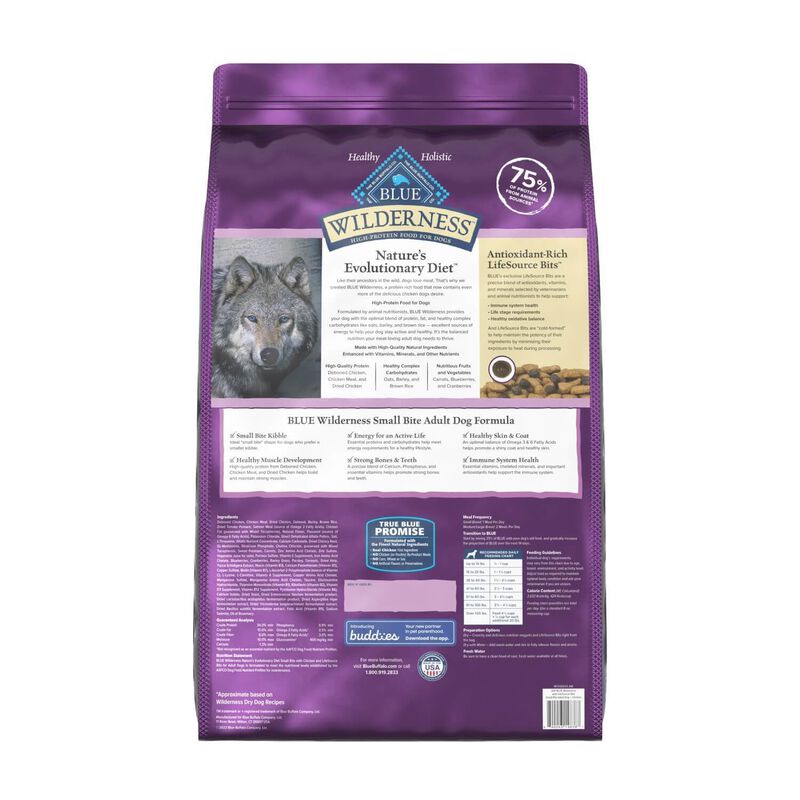 Blue Buffalo Wilderness High Protein Natural Adult Small Bite Dry Dog Food Plus Wholesome Grains, Chicken