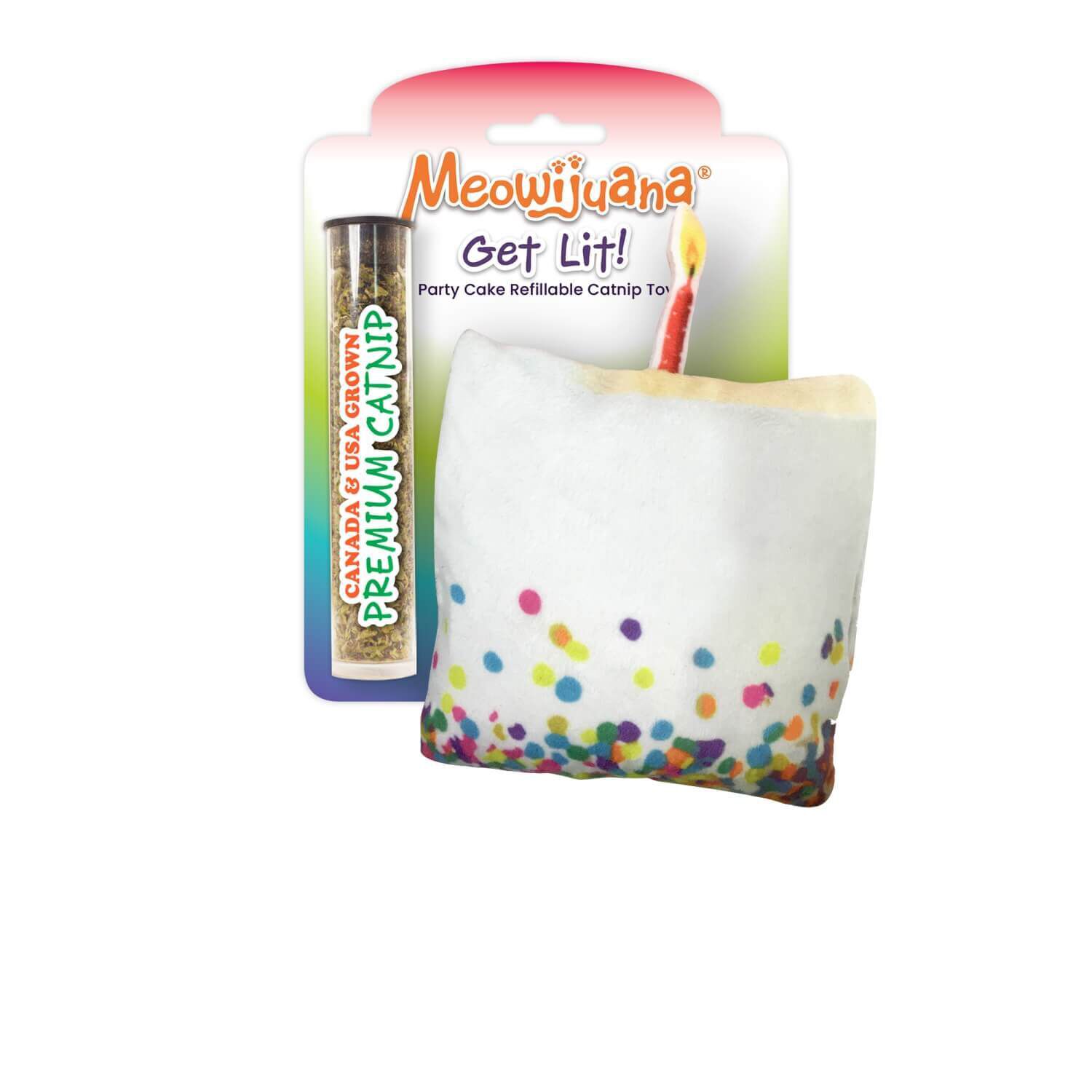 Meowijuana "Get Lit" Birthday Cake Refillable Catnip Cat Toy