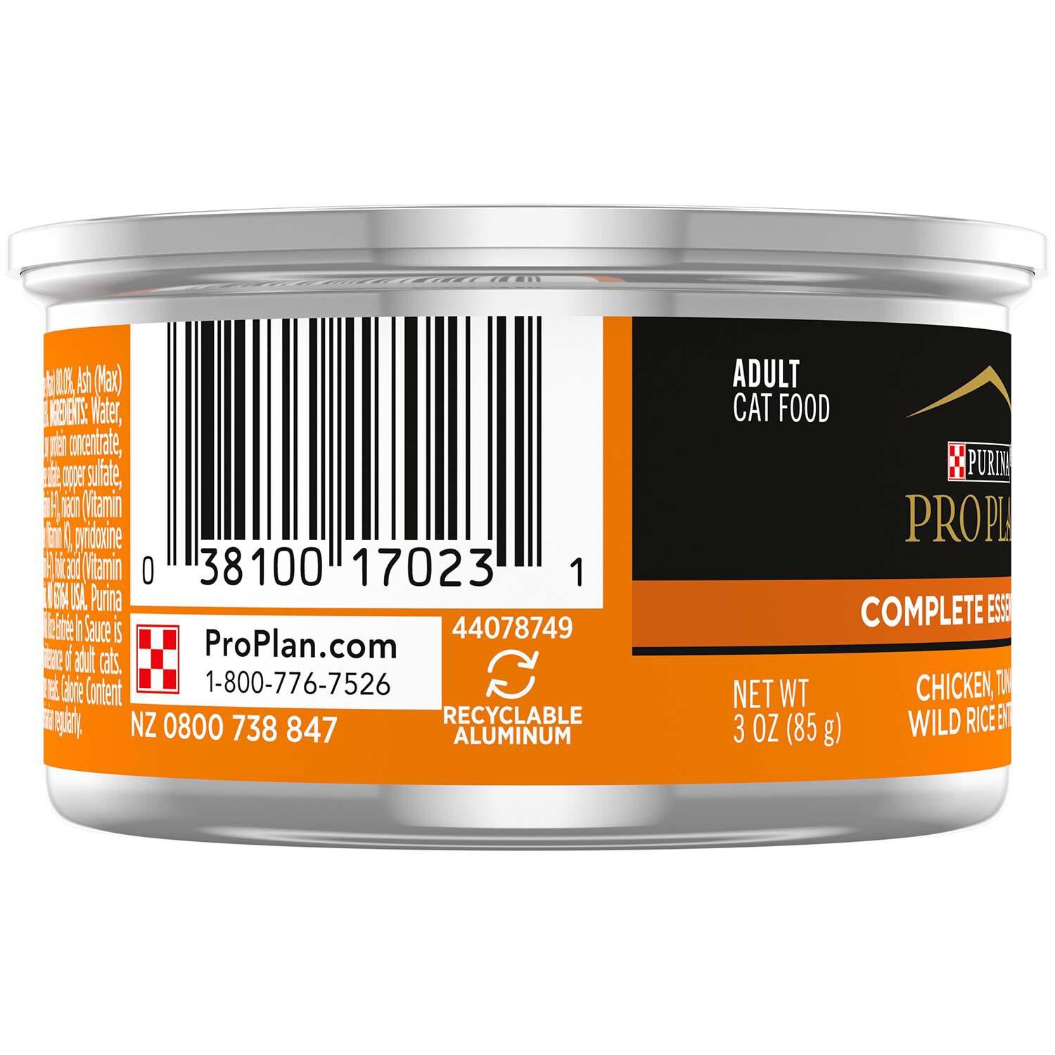 Purina Pro Plan Complete Essentials Wet Cat Food, Chicken, Tuna & Wild Rice Entree In Sauce