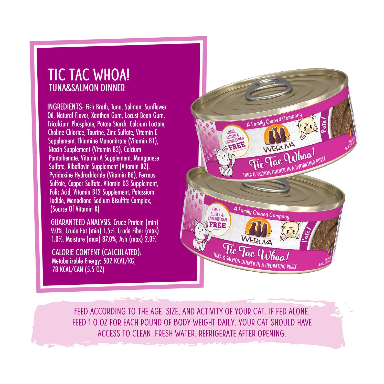 Weruva Cat Pat&eacute; Tic Tac Whoa! Wet Cat Food, 5.5-Oz Can Pack Of 8