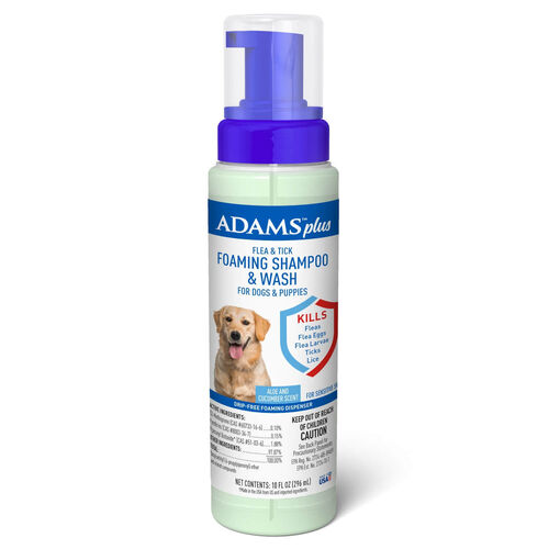 Adams Plus Flea & Tick Foaming Shampoo & Wash For Dogs & Puppies