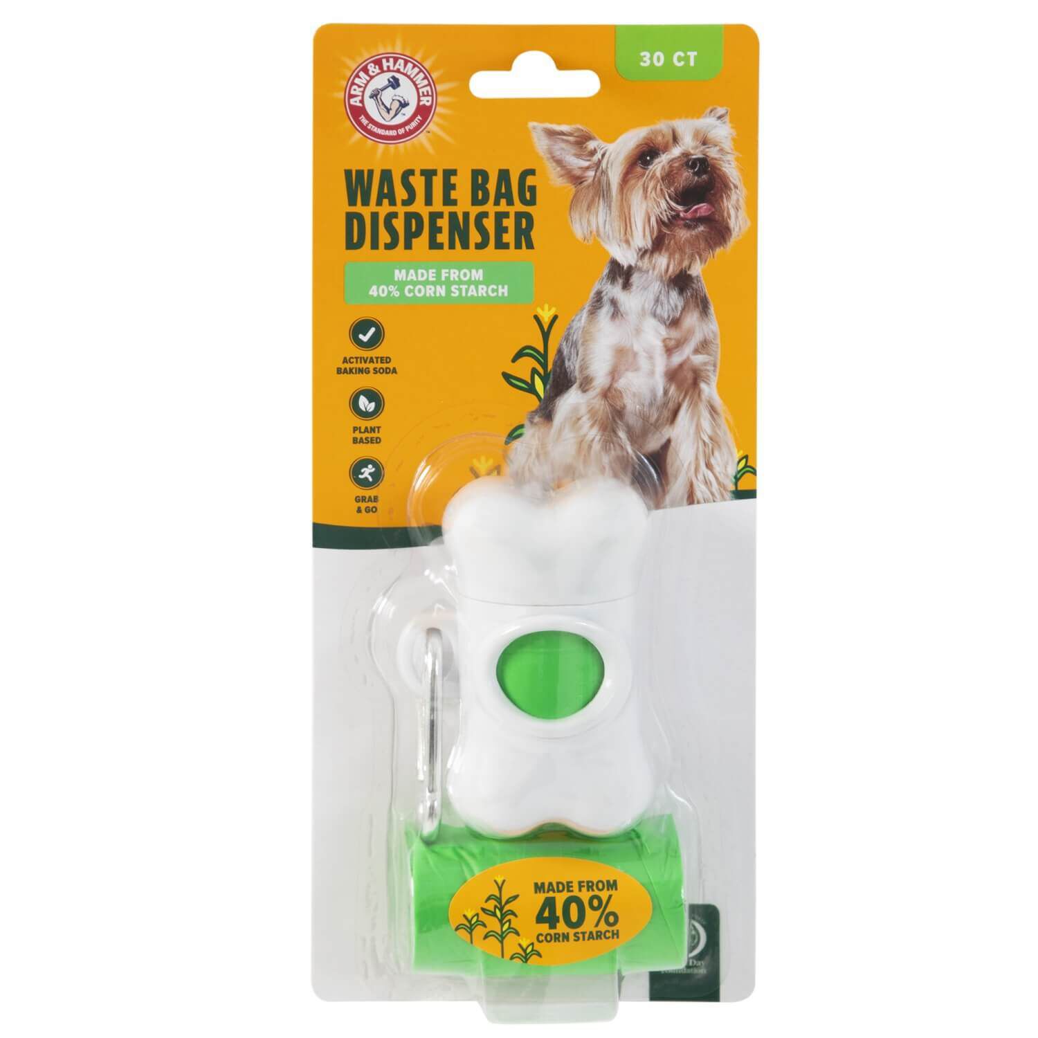Arm & Hammer Bone Dispenser & Cornstarch Dog Poop Bags - 30 Count