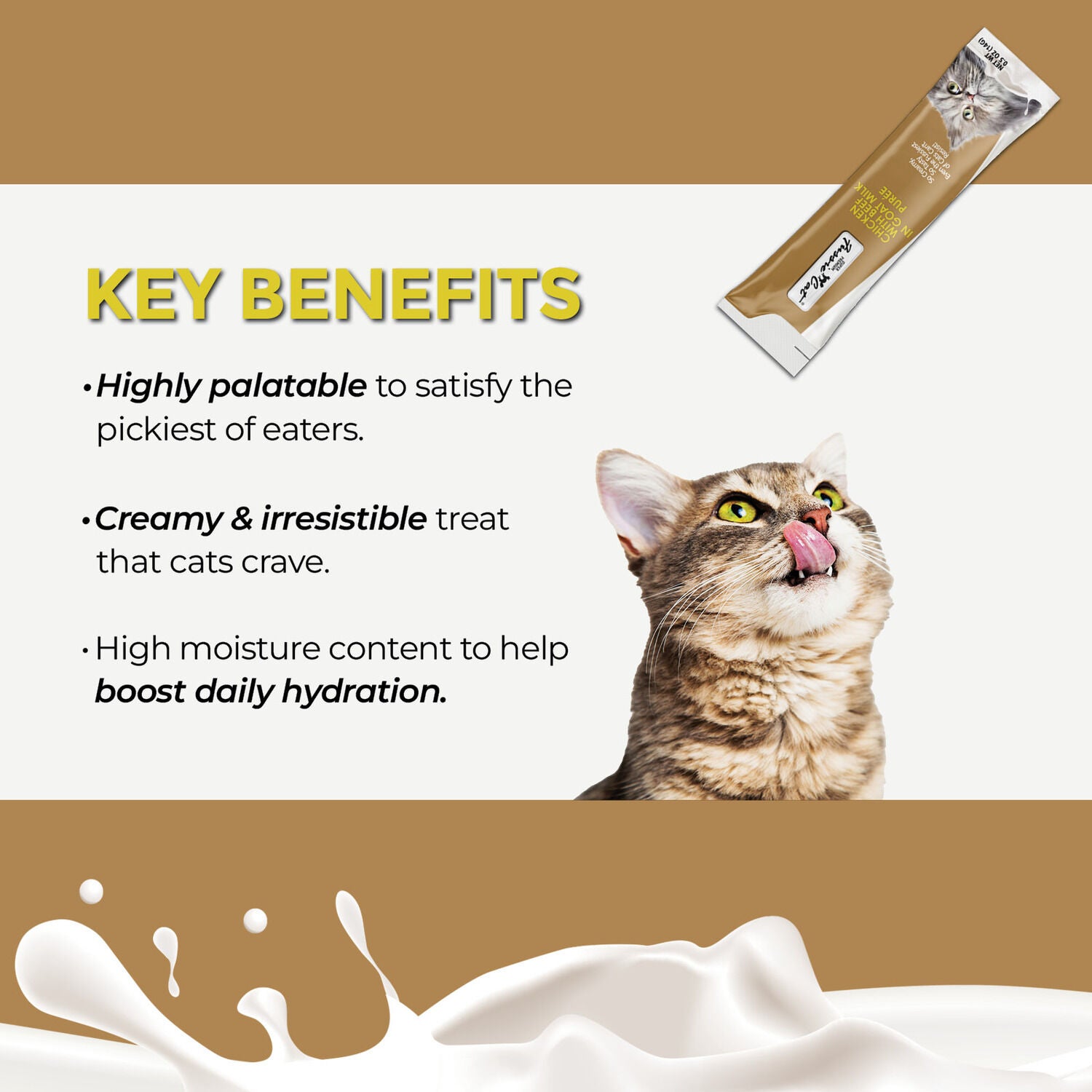 Fussie Cat Super Premium Chicken With Beef In Goat Milk Puree Lickable Cat Treat, 4-2Oz Tubes