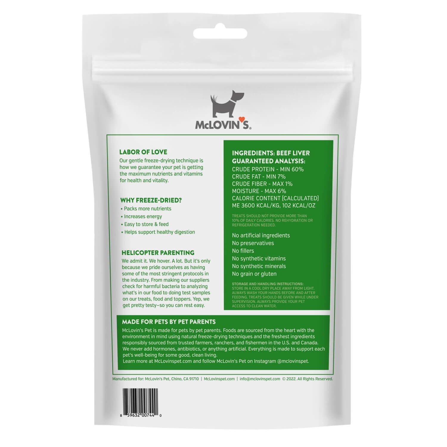 Mclovin's Freeze-Dried Beef Liver Dog Treats, 4-Oz Bag