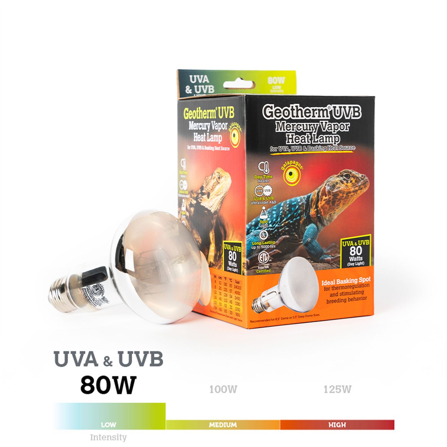 Gal&aacute;pagos Geotherm Mercury Vapor Reptile Light Bulb, Heat & Uvb, 80W