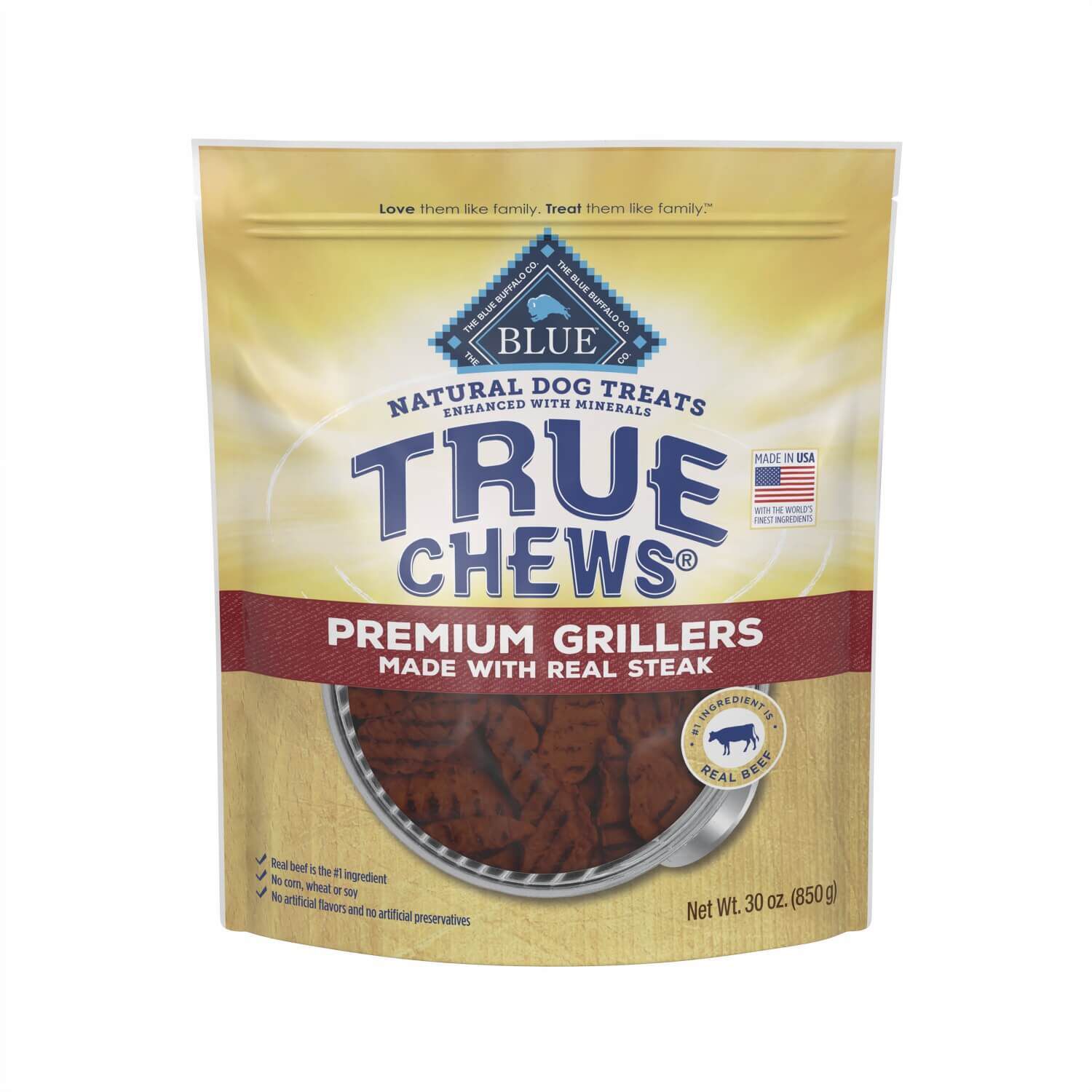 Blue Buffalo True Chews Premium Jerky Cuts Natural Dog Treats, Steak, 30-Oz Bag