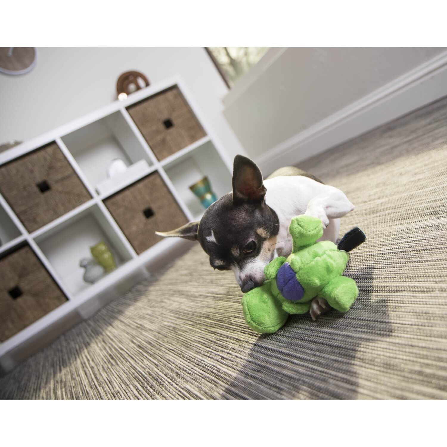 Godog Dinos T-Rex Just For Me Squeaky Plush Dog Toy - Green Mini