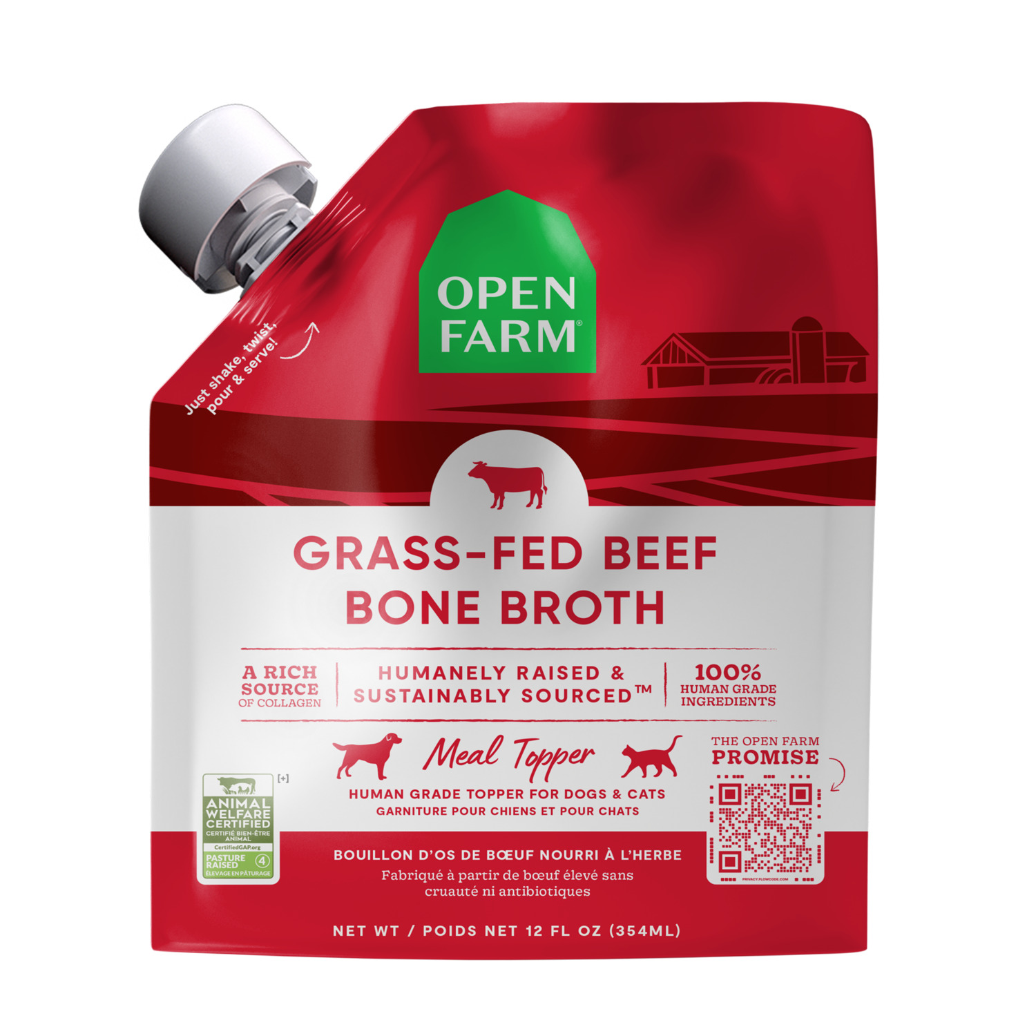 Open Farm Beef Bone Broth Cat & Dog Food Topper
