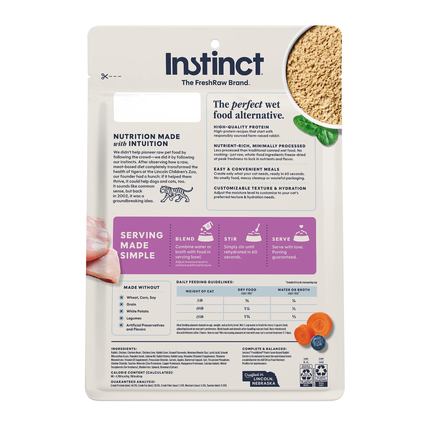 Instinct Freshdried Pates Grain-Free Freeze-Dried Raw Adult Cat Food, Farm-Raised Rabbit Entr&eacute;e, 13-Oz Bag