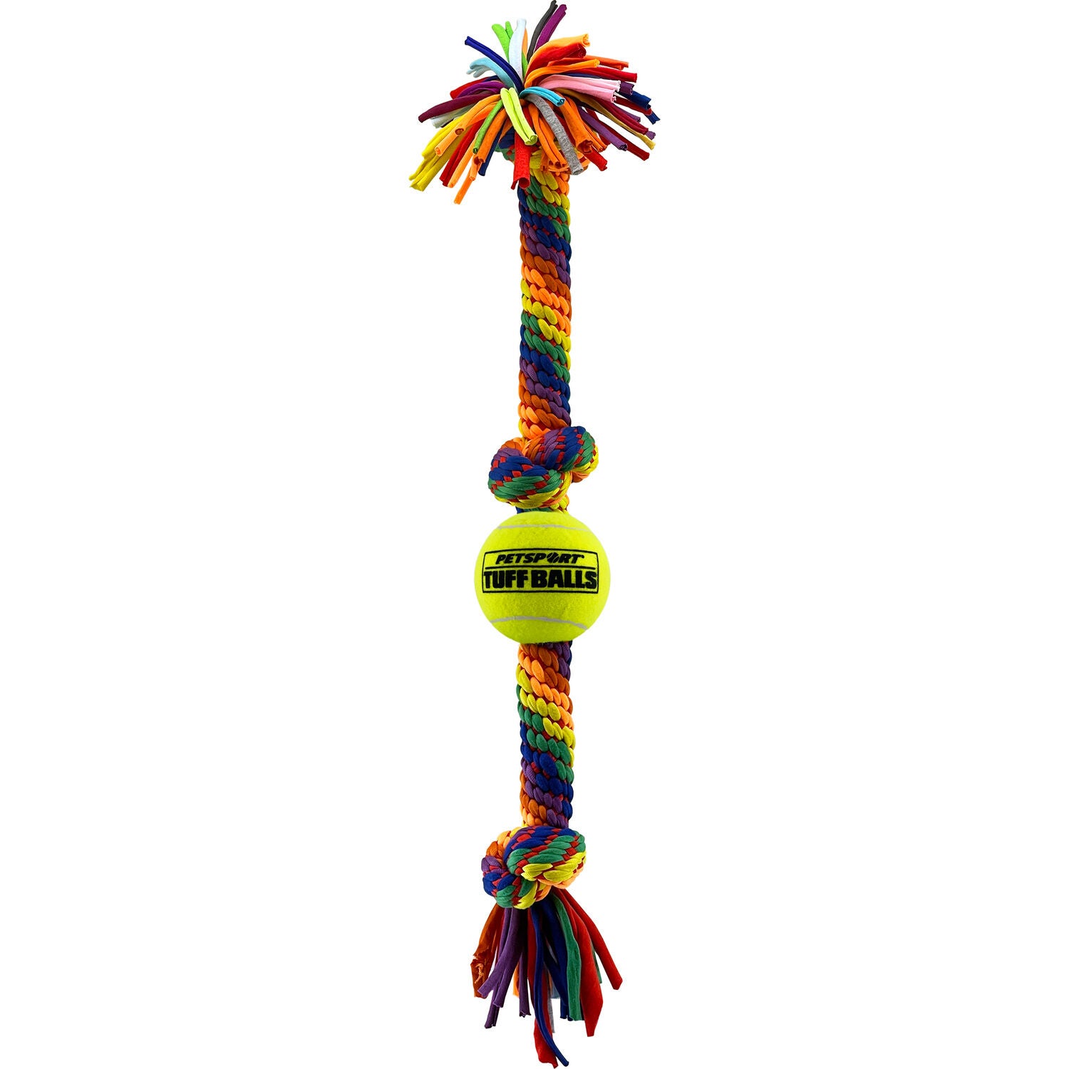 Petsport Kaleidoscope Rope 3 Knot With 2.5" Ball For Tugging Large Dog Toy, 21"