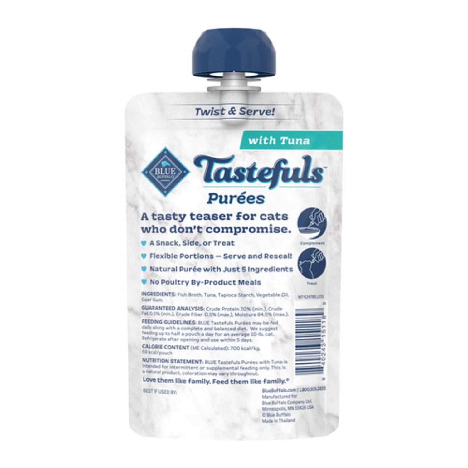 Blue Buffalo Blue Tastefuls Tuna Adult Cat Natural Puree, 3-Oz