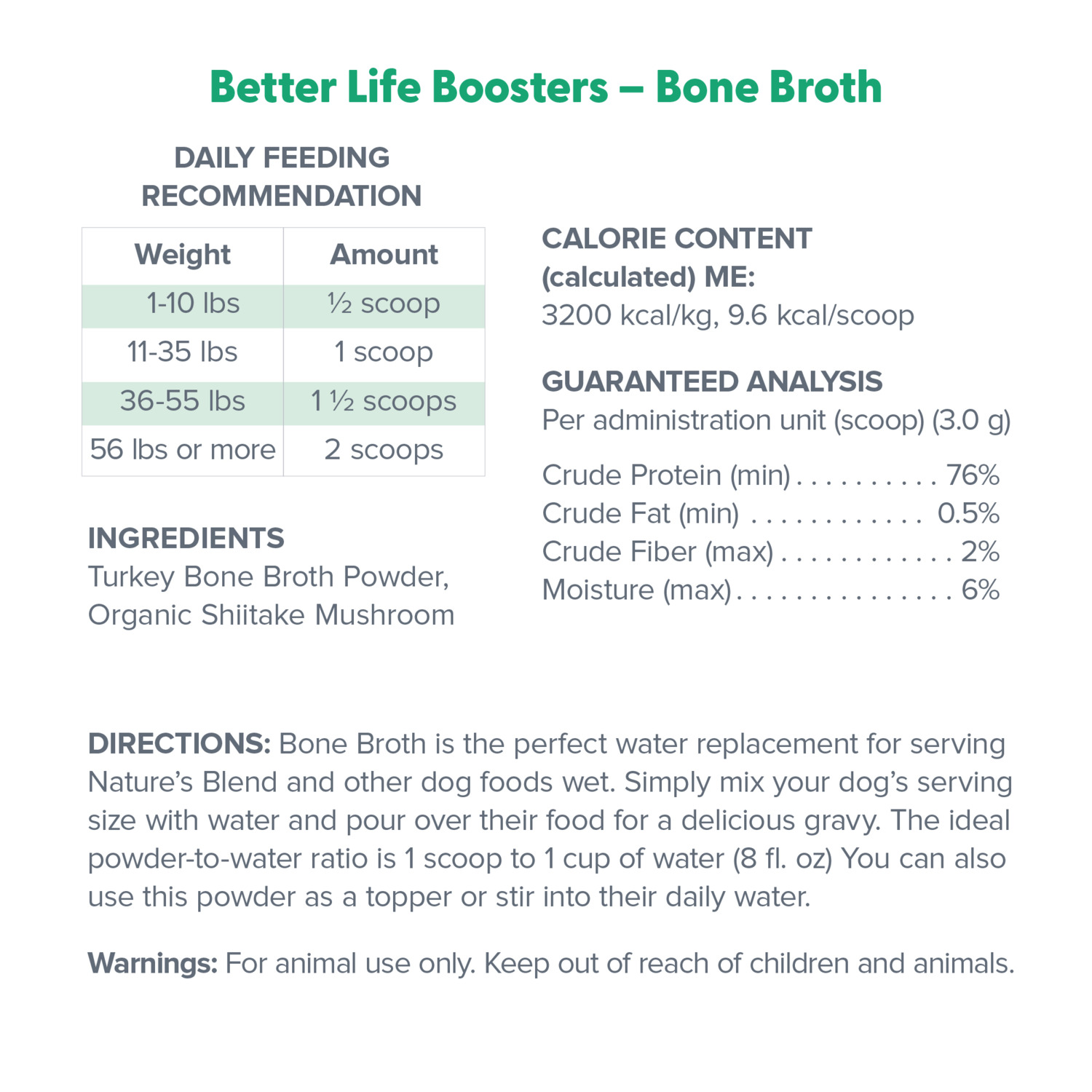 Dr. Marty Better Life Boosters Dehydrated Turkey Bone Broth Supplement Dog Food Topper