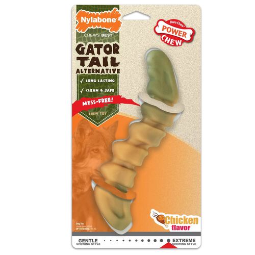 Nylabone Power Chew Gator Tail Alternative Dog Chew Toy - Chicken Flavor