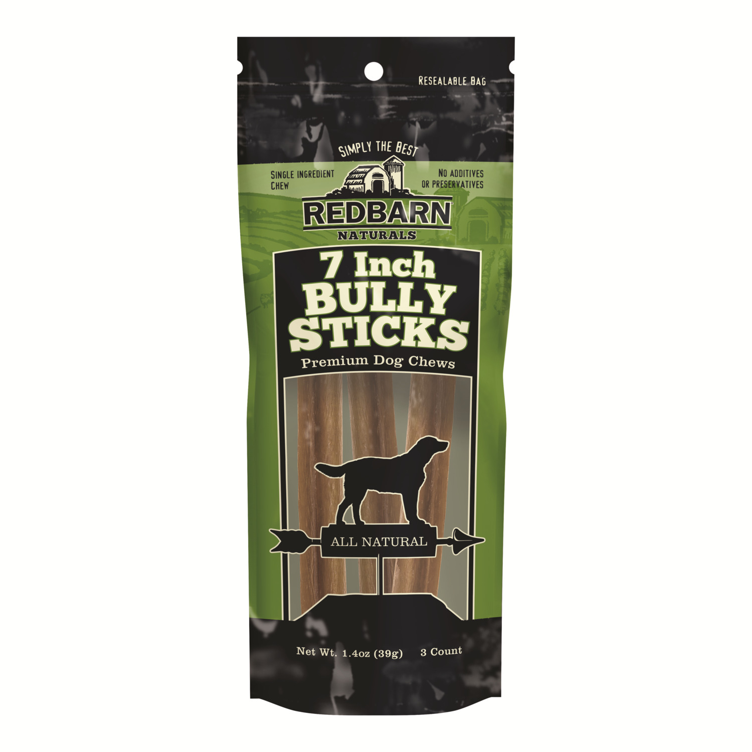 Redbarn 7" Bully Stick Natural Dog Treat, 3-Pack