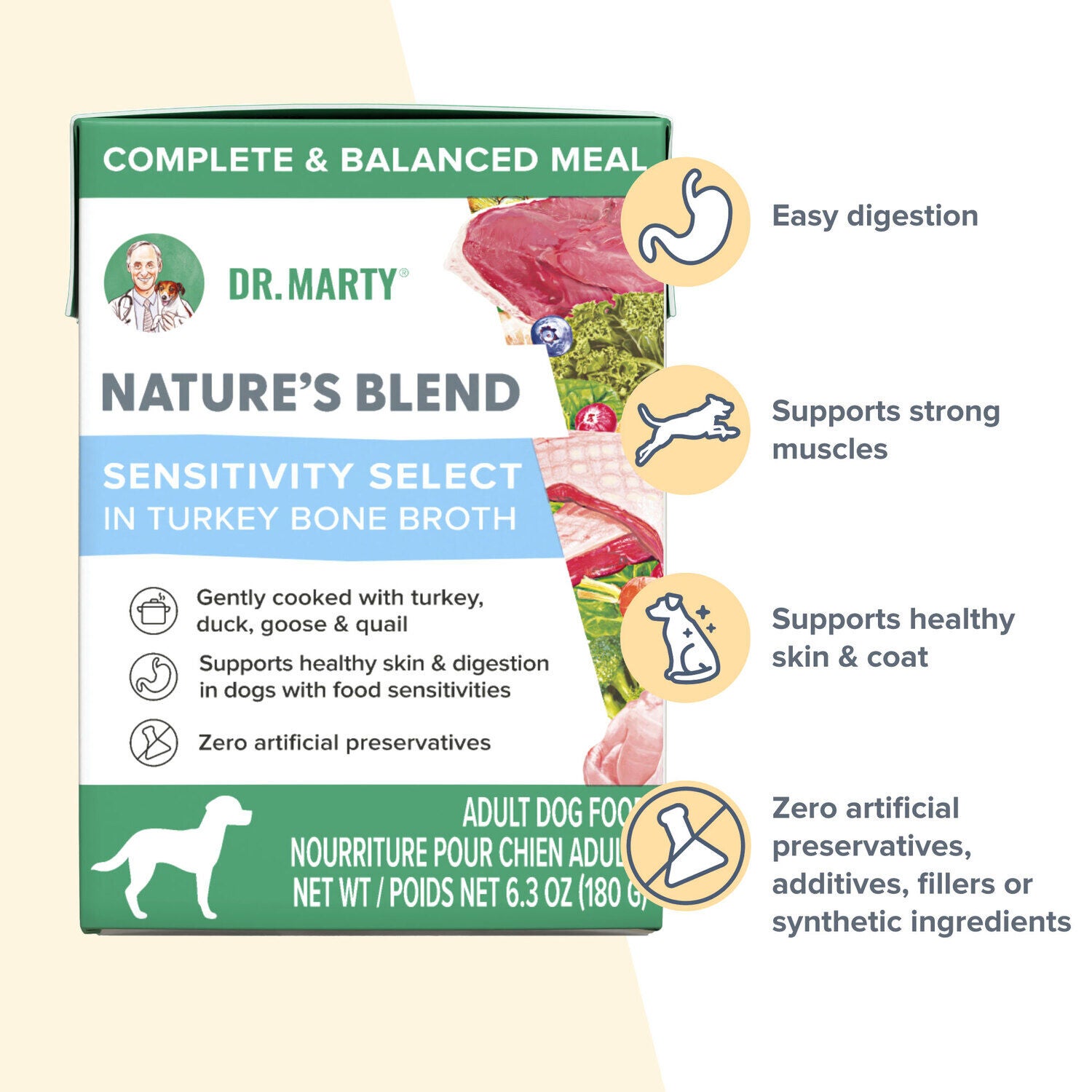 Dr. Marty Nature's Blend Sensitivity Select In Turkey Bone Broth Wet Dog Food, 6.3Oz