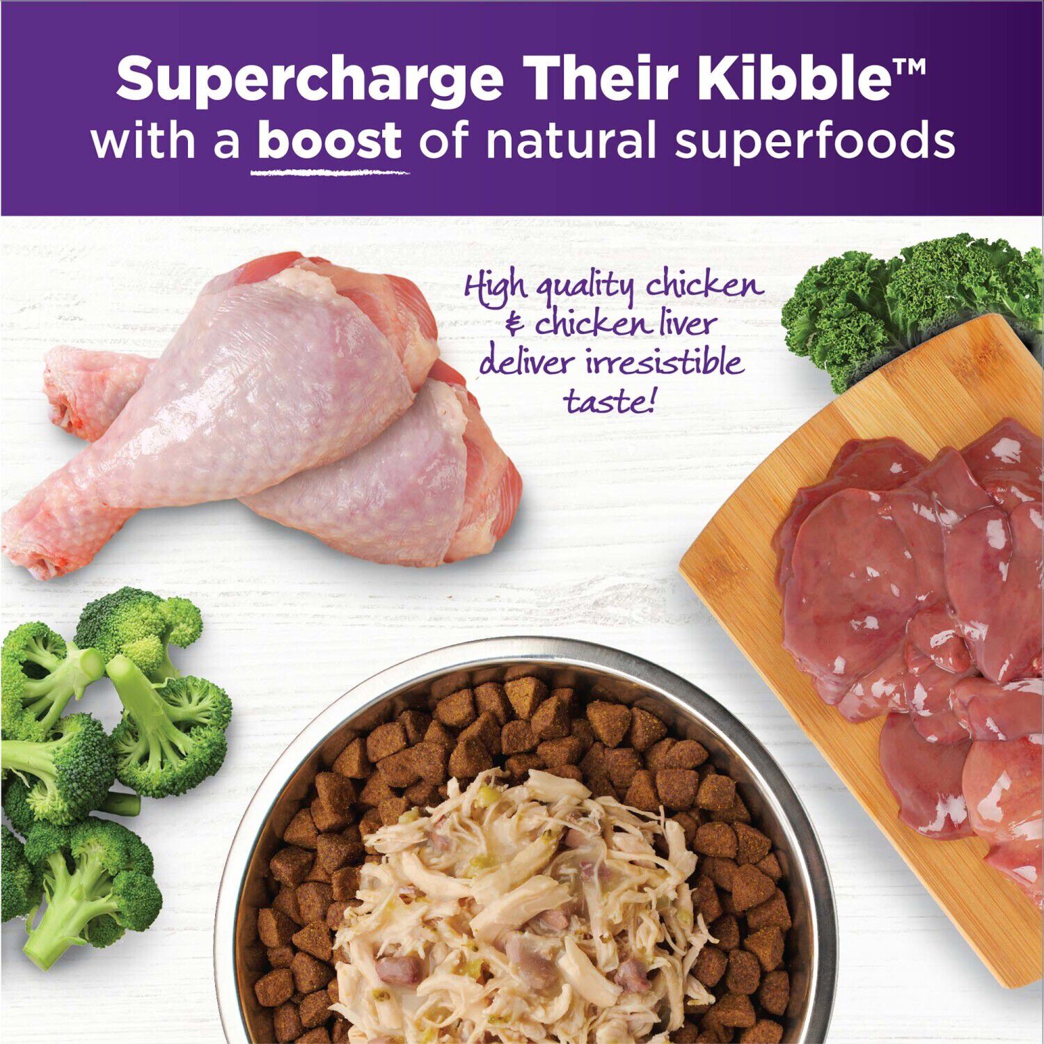 Wellness Bowl Boosters Simply Shreds Grain-Free Wet Dog Food Topper, Chicken Liver & Broccoli Recipe, 2.8-Ounce Pouch