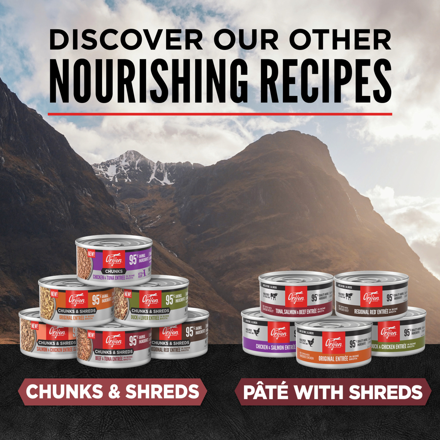 Orijen Chunks & Shreds Wet Cat Food, Beef & Tuna Entree, 3-Oz