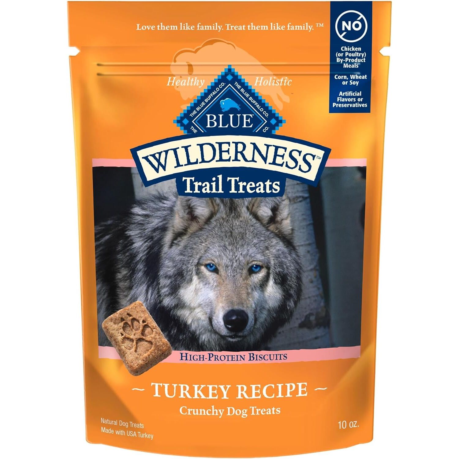 Blue Buffalo Wilderness Trail Treats Grain-Free Biscuit Dog Treats, Turkey Recipe, 10-Oz Bag