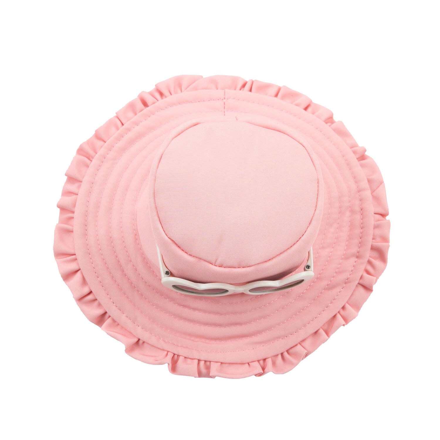Simply Dog Pink Heart Sunglasses Ruffle Brim Dog Hat, Medium/Large
