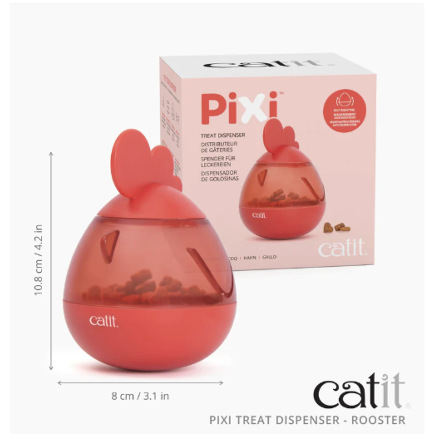 Catit Pixi Interactive Treat Dispensing Cat Toy, Rooster, 4.2"