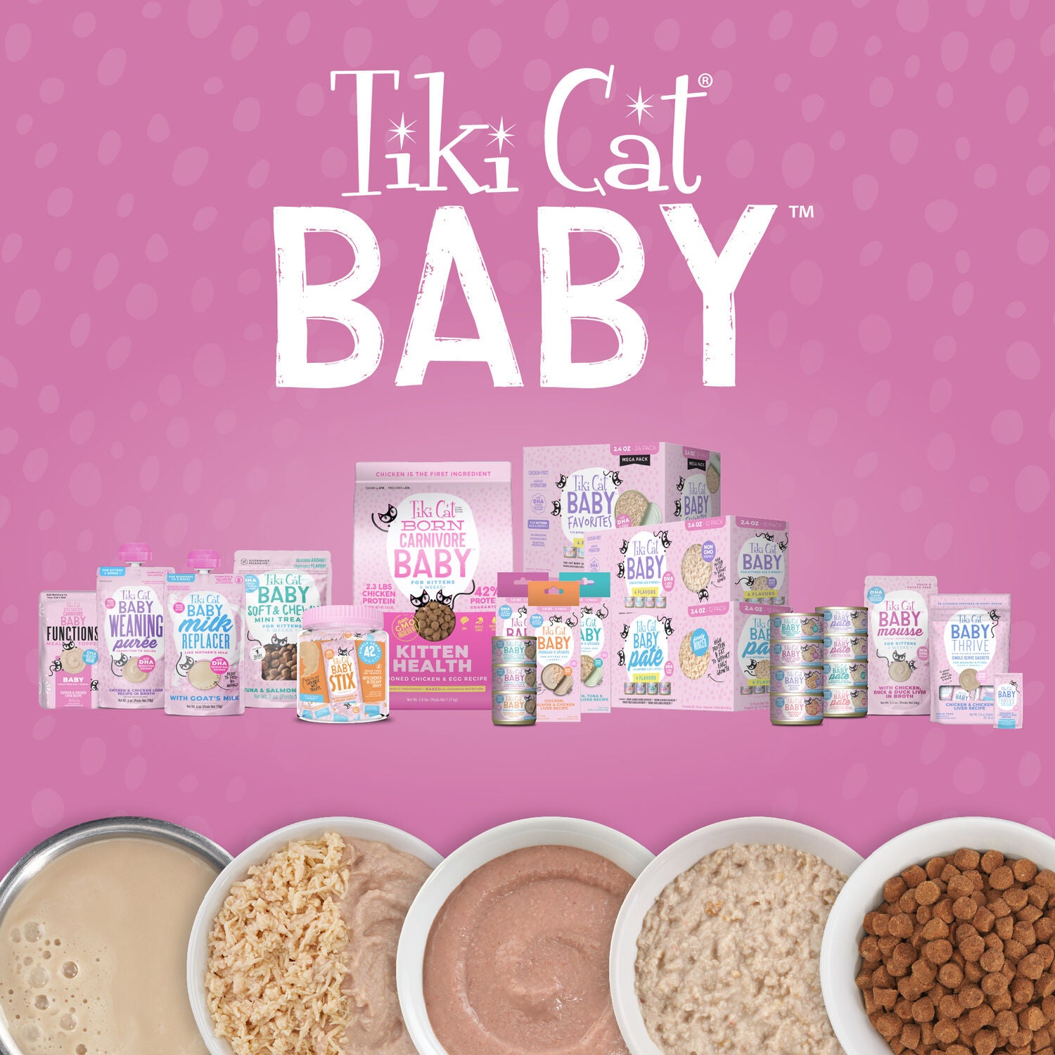 Tiki Cat Baby Mousse Wet Cat Food, Chicken, Tuna & Chicken Liver, 2.4-Oz Pouch Pack Of 12