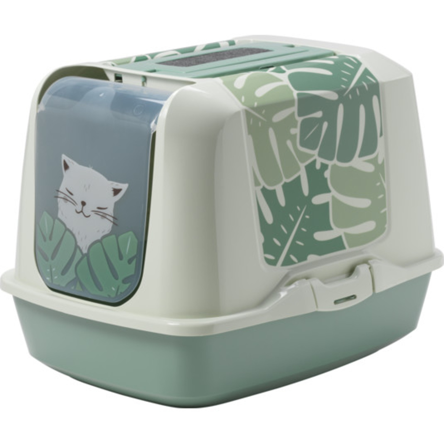 Moderna Trendy Eden Jumbo Hooded Cat Litter Box, Soft Green