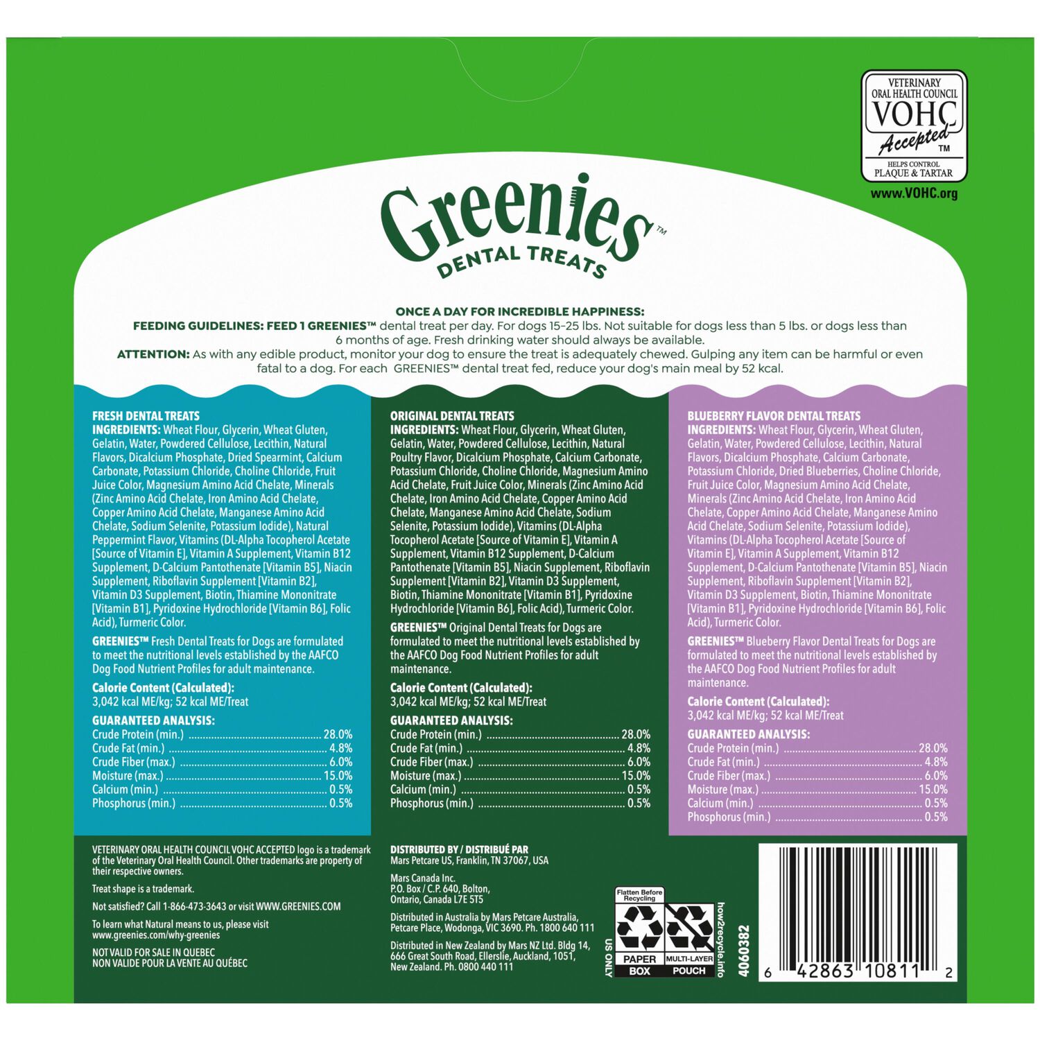Greenies Petite Fresh, Original, & Blueberry Flavor Variety Pack Dental Dog Treats, 60 Count