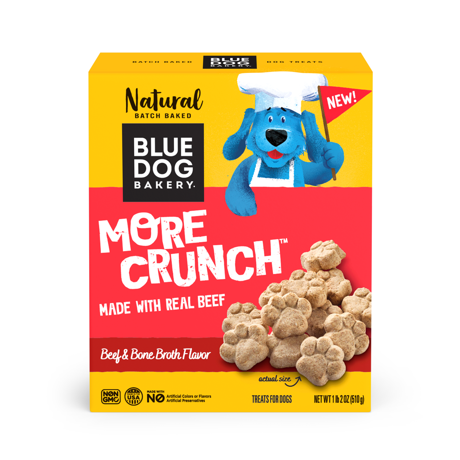 Blue Dog Bakery More Crunch Beef & Bone Broth Flavor Crunchy Biscuit Dog Treats, 18-Oz Bag
