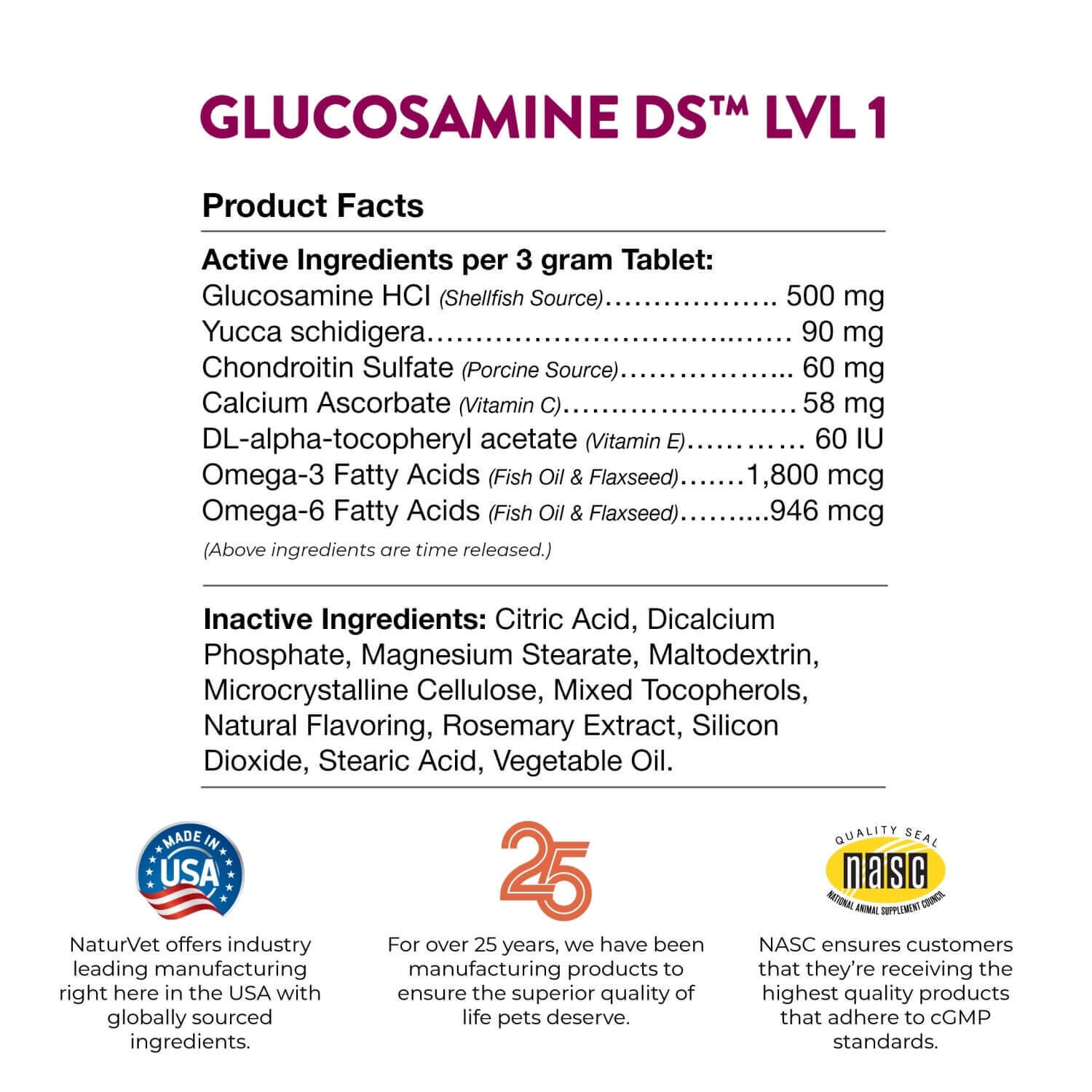Naturvet Glucosamine Ds Level 1 Hip & Joint Maintenance Care Chewable Tabs For Dogs & Cats