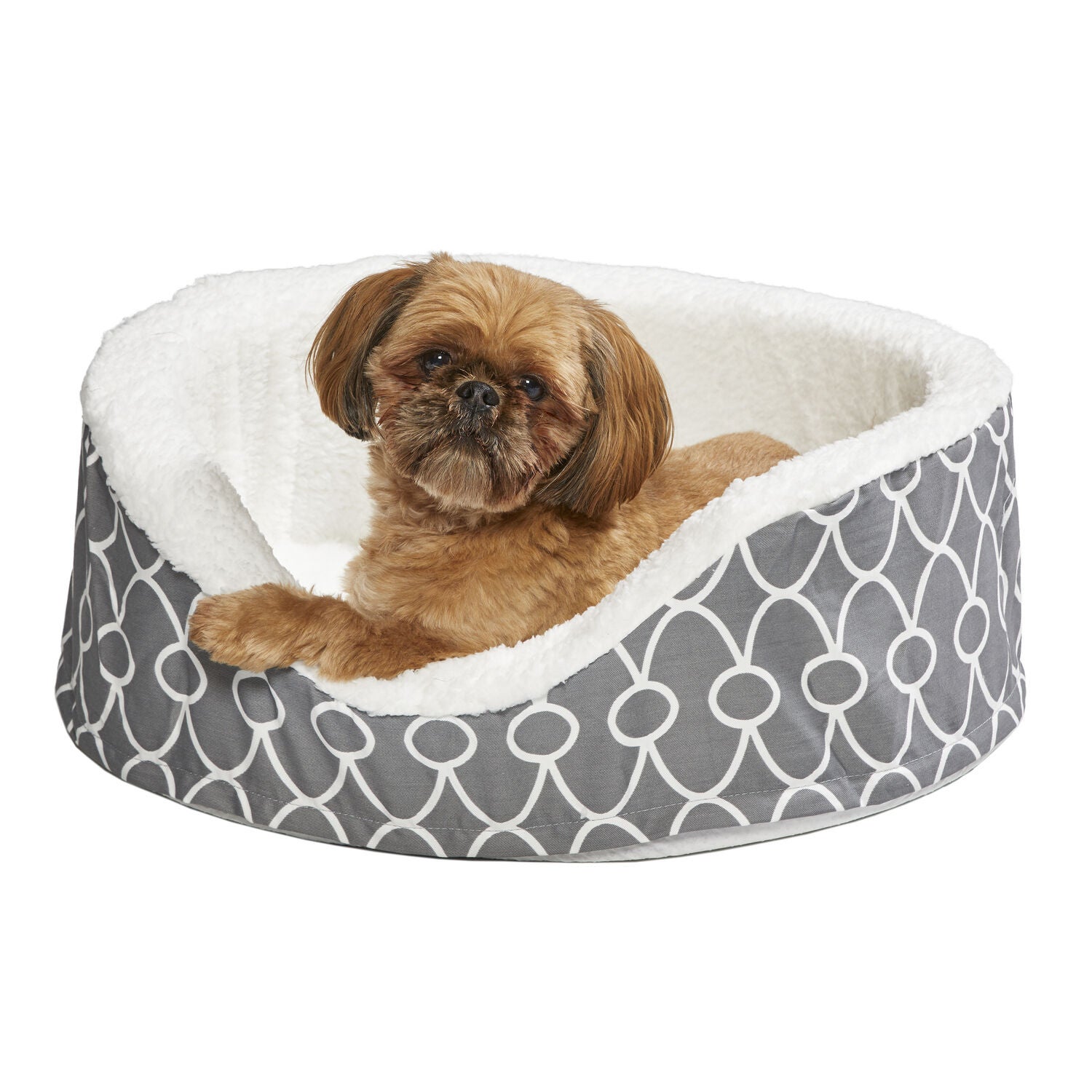 Midwest Quiettime Orthopedic Nesting Dog Bed, Grey Geo Print, 29"