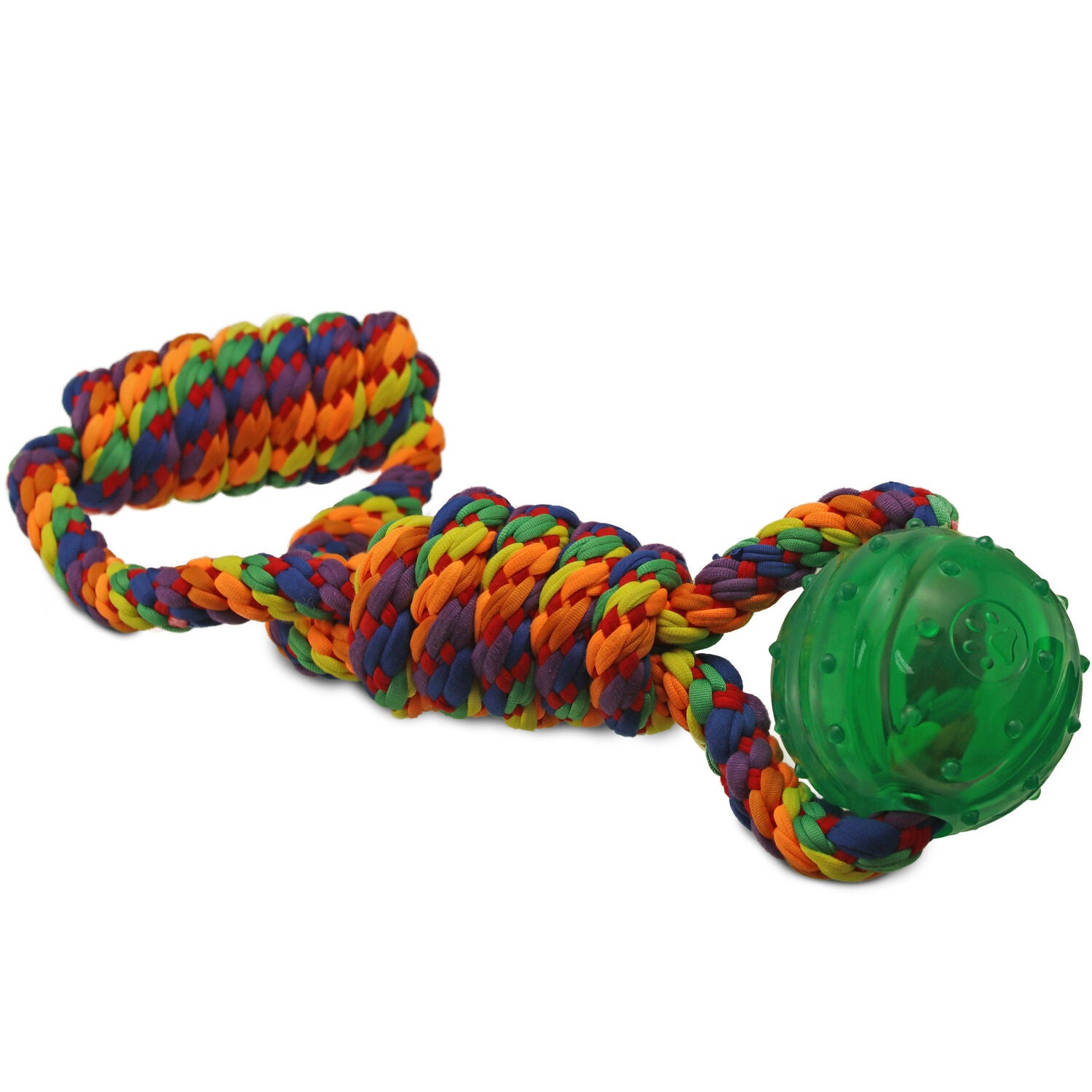 Petsport Kaleidoscope Rope Handle With Tpr Ball Durable Tug Dog Toy, 14"
