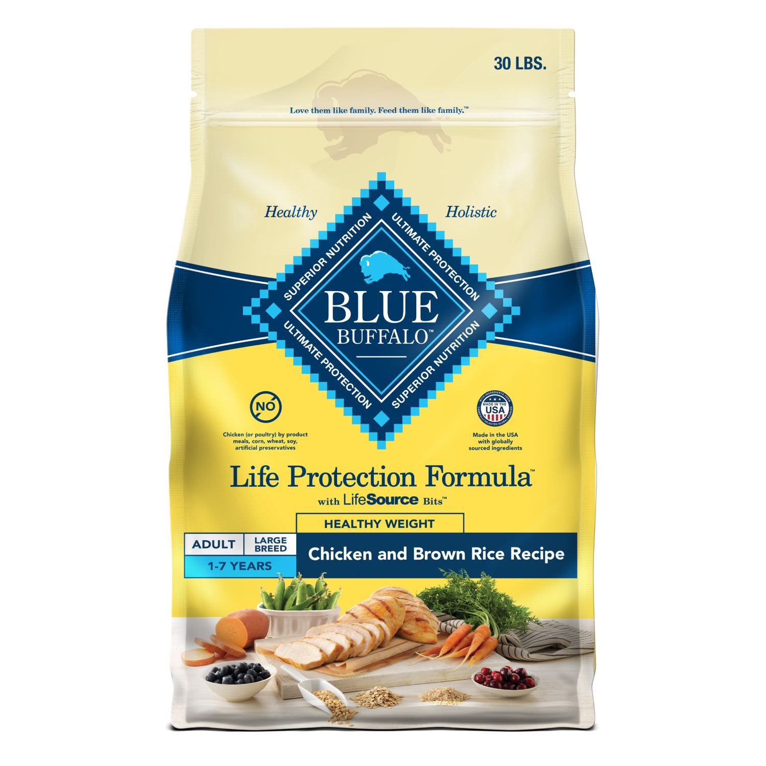 Blue Buffalo Life Protection Healthy Weight Chicken & Brown Rice Adult Dry Dog Food, 30-Lb