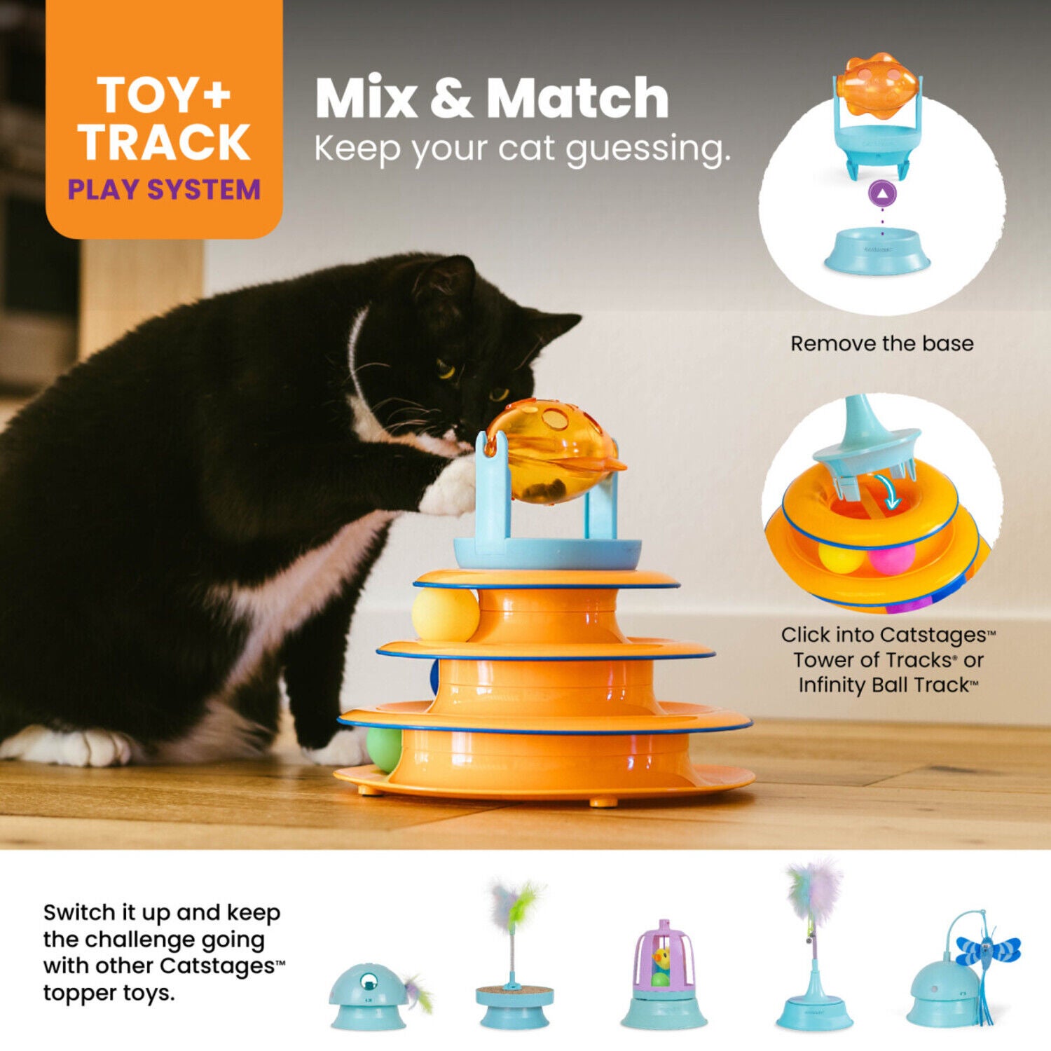 Catstages 2-In-1 Spinning Fish Treat Dispensing Cat Toy
