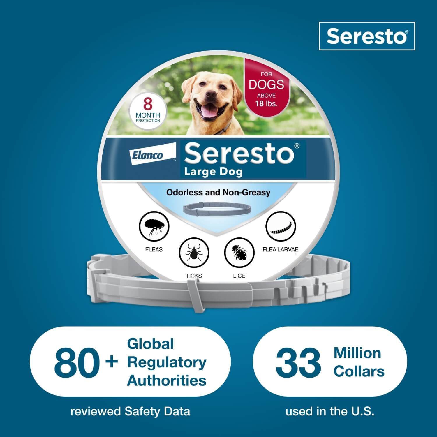 Seresto Flea & Tick Treatment & Prevention Collar For Dogs, Over 18 Lbs