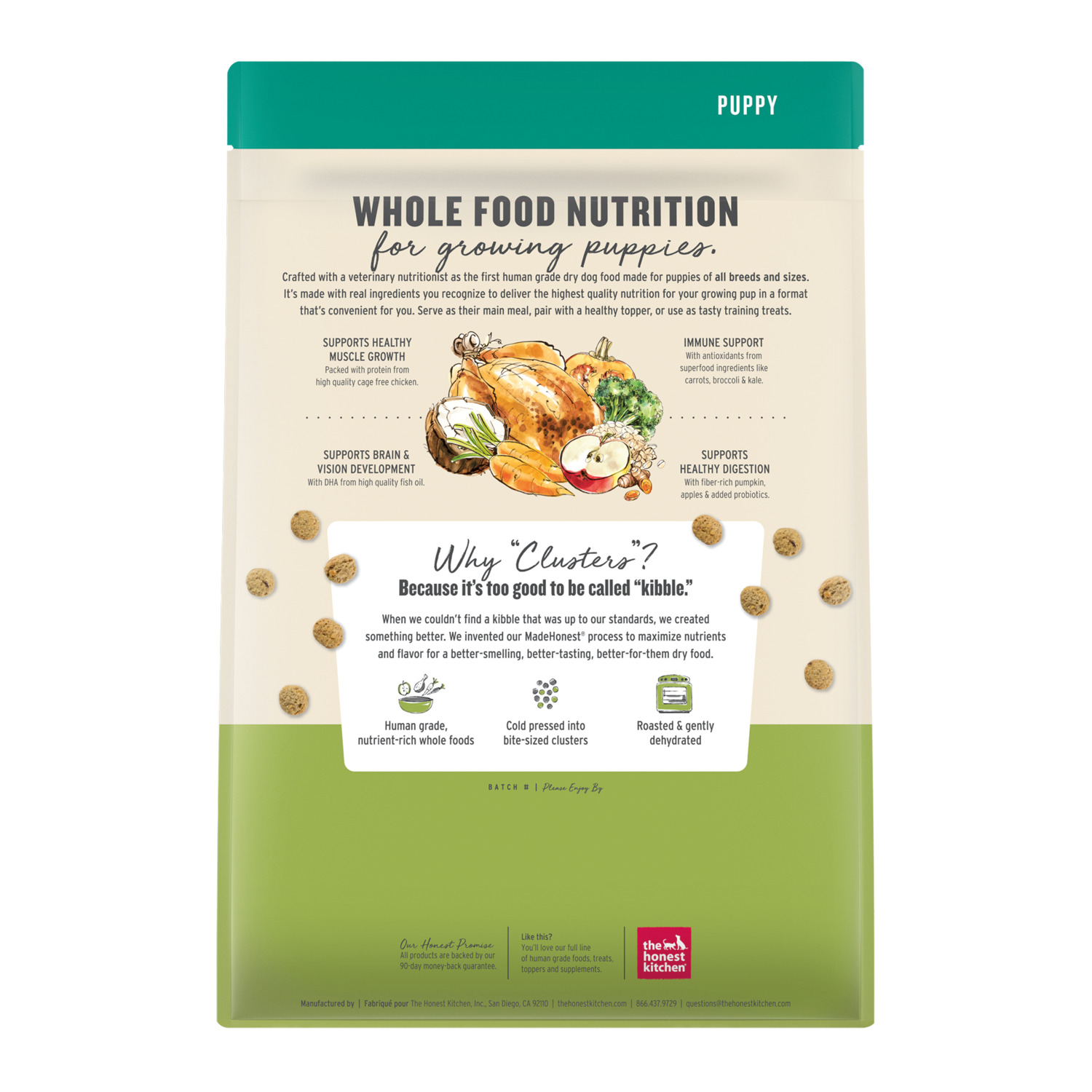 The Honest Kitchen Gourmet Whole Food Clusters Whole Grain Chicken & Superfoods Recipe Puppy Dry Dog Food, 20-Lb
