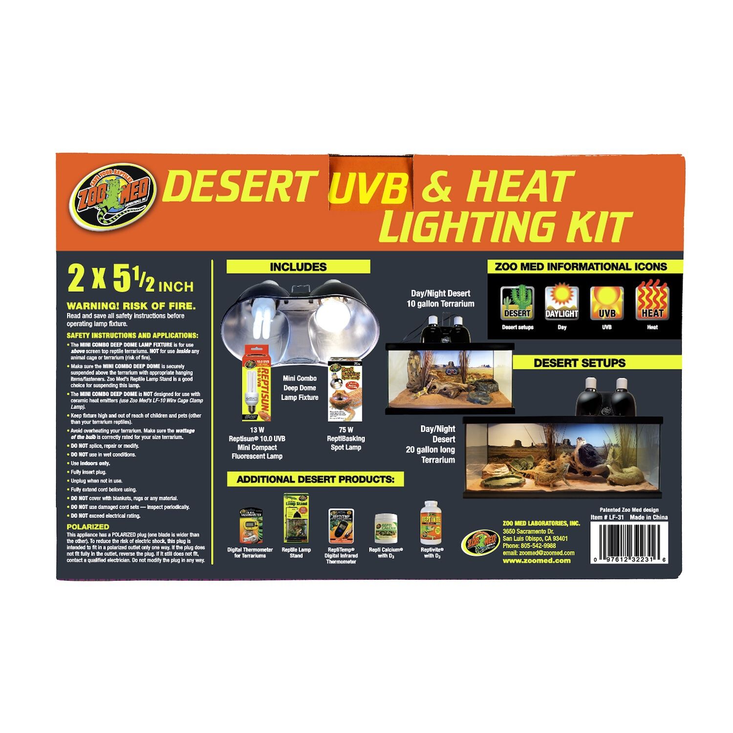 Desert Uvb & Heat Lighting Kit For Reptiles