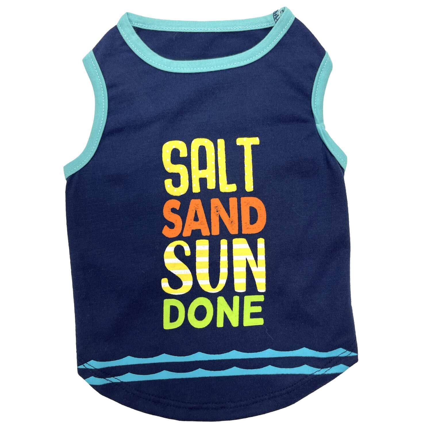 Petrageous Salt ,Sand, Sun And Done Dog Muscle Tee, Navy