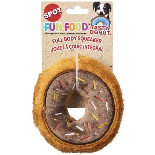Spot Tasty Donuts Plush Squeaky Dog Toy, Assorted Colors