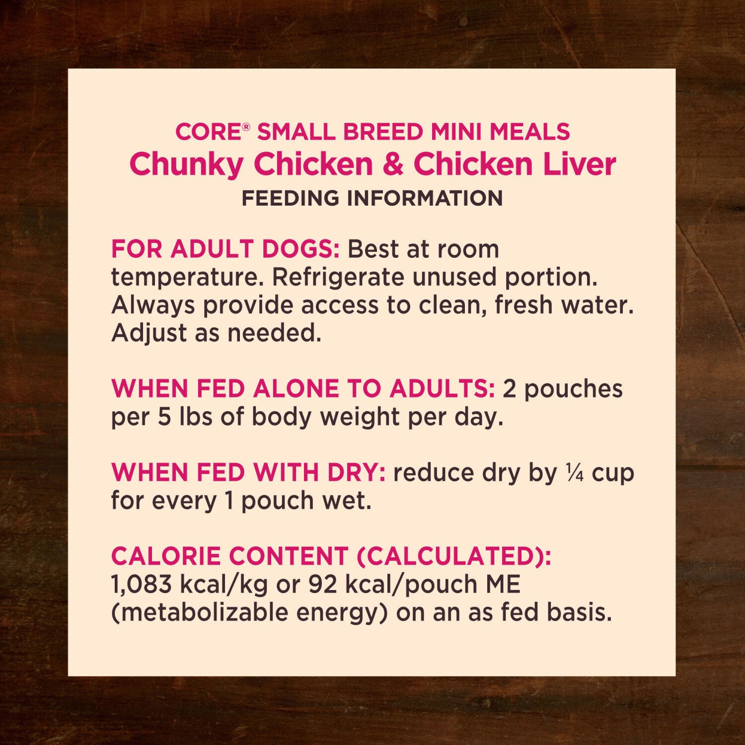 Wellness Core Natural Grain Free Small Breed Mini Meals Wet Dog Food, Chunky Chicken & Chicken Liver Entr&eacute;e In Gravy, 3-Ounce Pouch