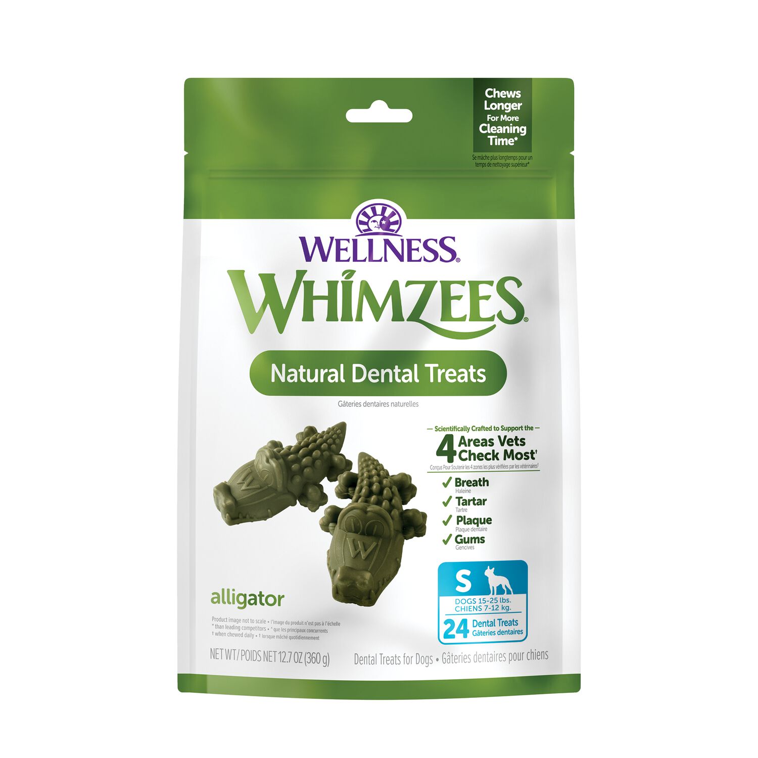 Whimzees Grain-Free Small Alligator Dental Treats For Dogs, 24-Ct