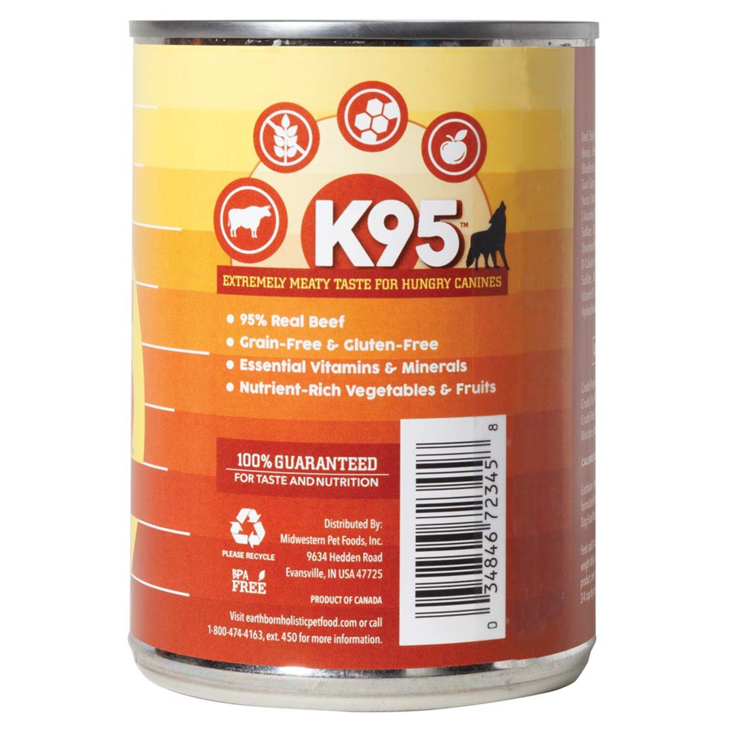 Earthborn Holistic K95 Grain Free Beef Recipe Canned Wet Dog Food, 13-Oz Pack Of 12