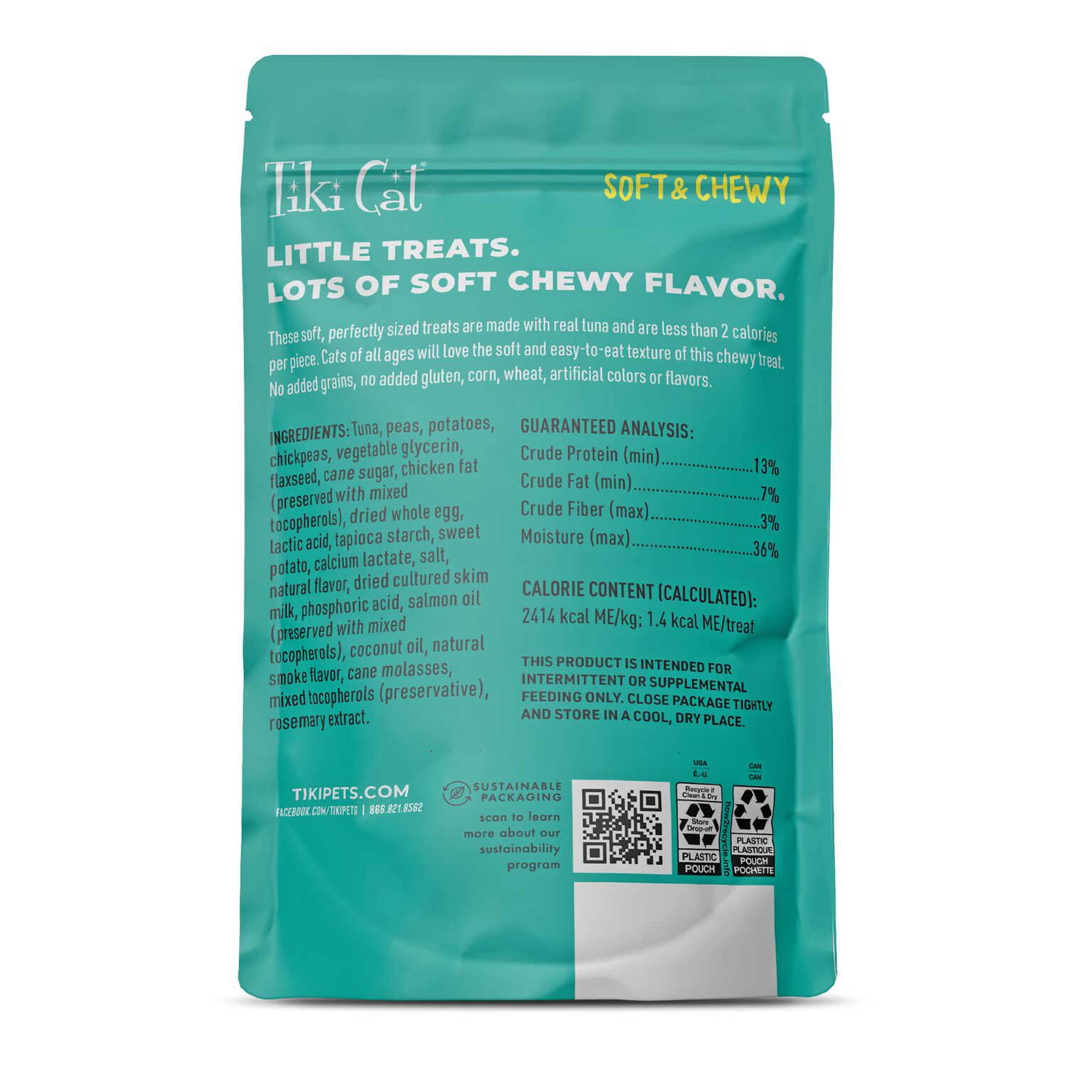 Tiki Cat Soft & Chewy Tuna Flavor Cat Treats, 2-Oz Bag