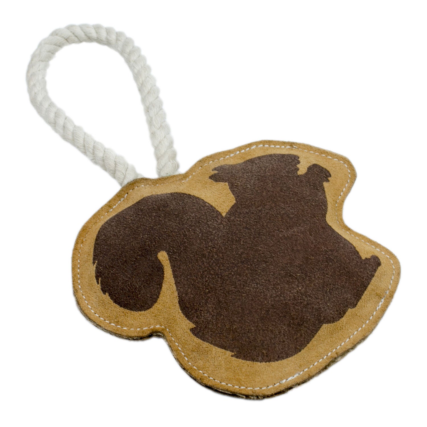 Territory Natural Leather Squirrel Rope, Tug, & Squeak Dog Toy